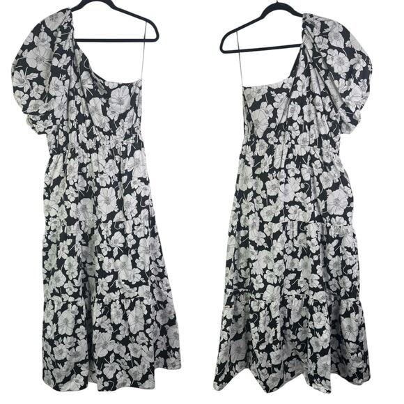 Hyacinth House Tuckernuck Maureen One Shoulder Black & White Maxi Dress Large - Picture 3 of 16
